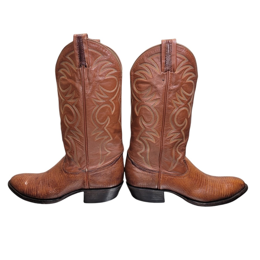 Larry Mahan Lizard Cowboy Boots 3112 Brown Size 7 B Narrow Western Dance - Picture 4 of 15